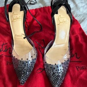 Christian Louboutin Black and Silver Heels